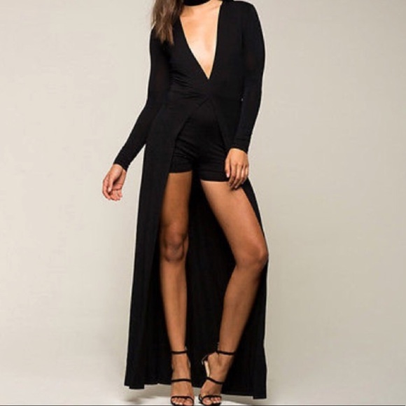 LAST ONE LARGE Black maxi romper - Picture 3 of 5